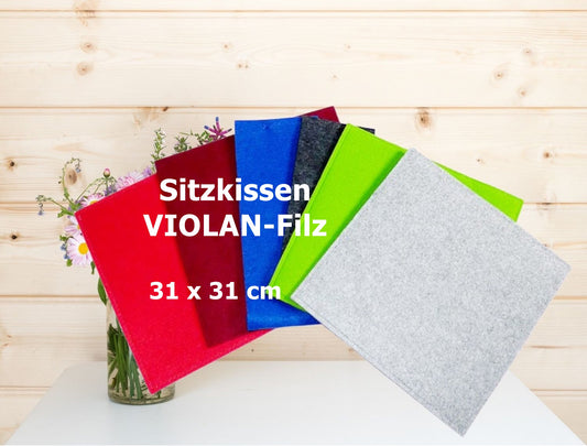 Sitzkissen VIOLAN Filz Farbauswahl 31 x 31 cm