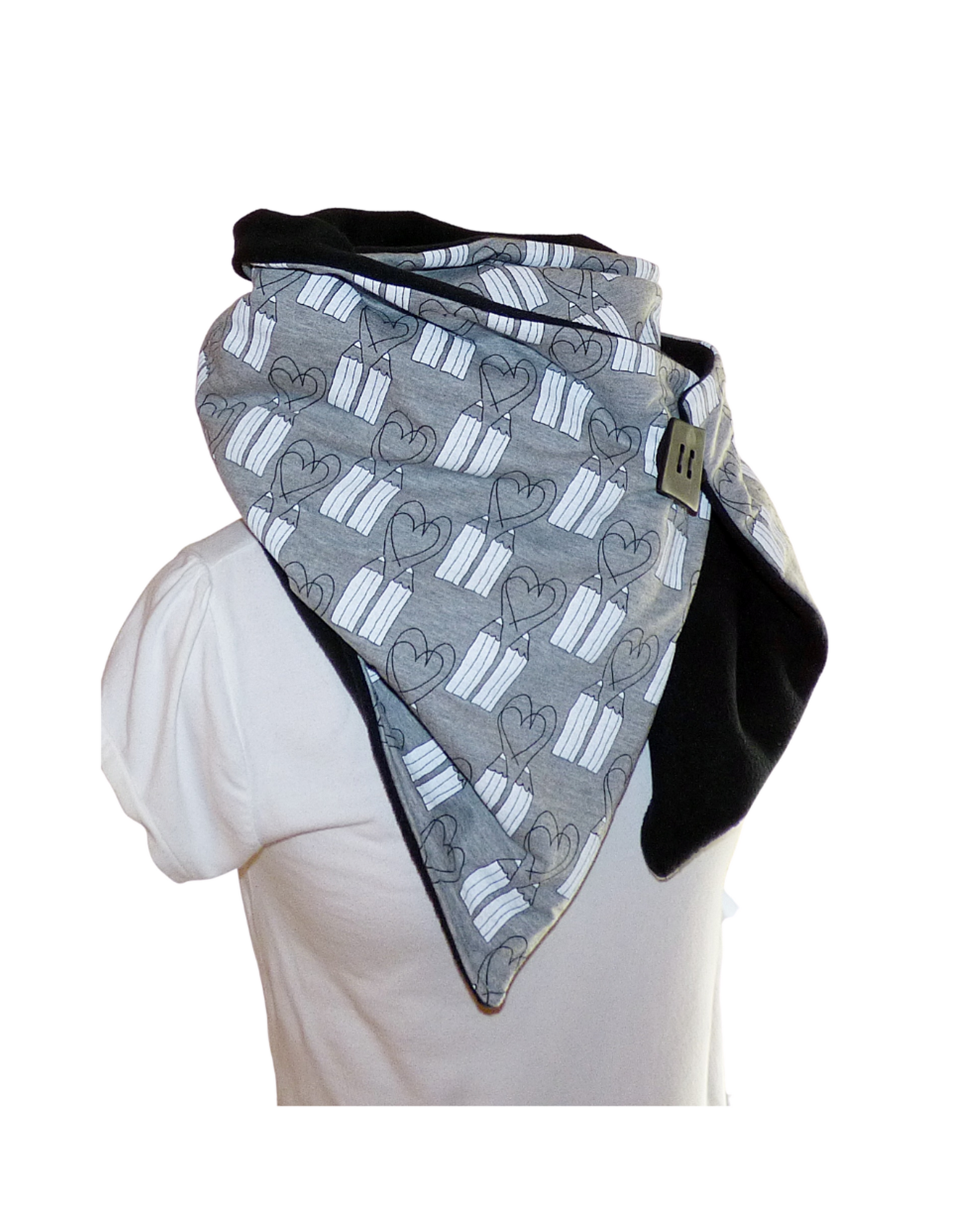 Wickelschal, grau, schwarz - StoffAkzente