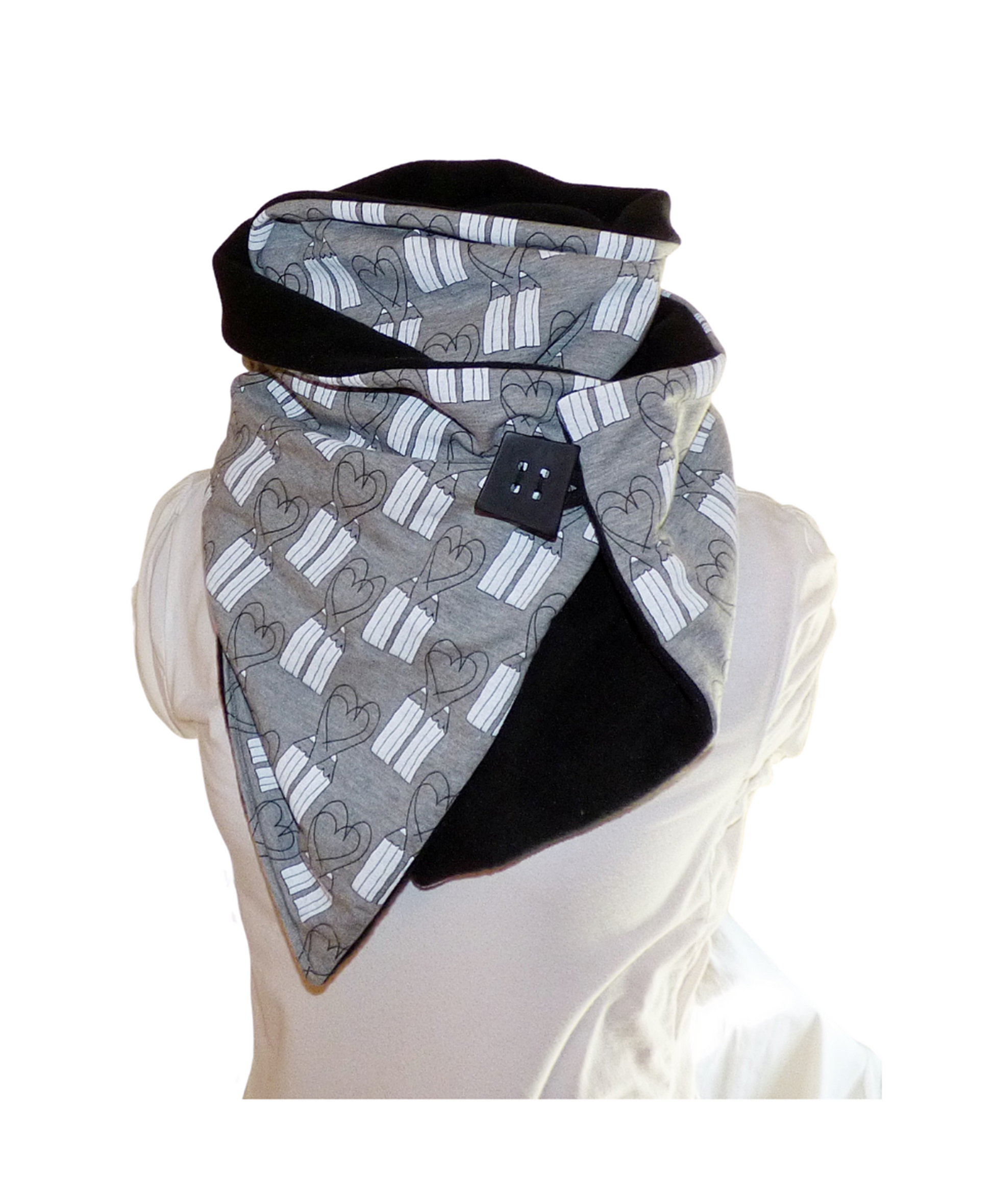 Wickelschal, grau, schwarz - StoffAkzente