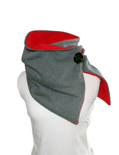 Wickelschal, 33 x 166 cm, grau, rot, Sweat - StoffAkzente