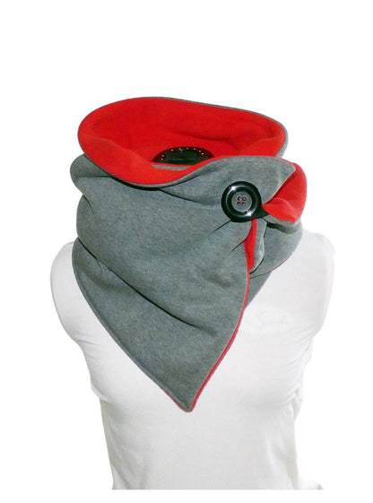 Wickelschal, 33 x 166 cm, grau, rot, Sweat - StoffAkzente