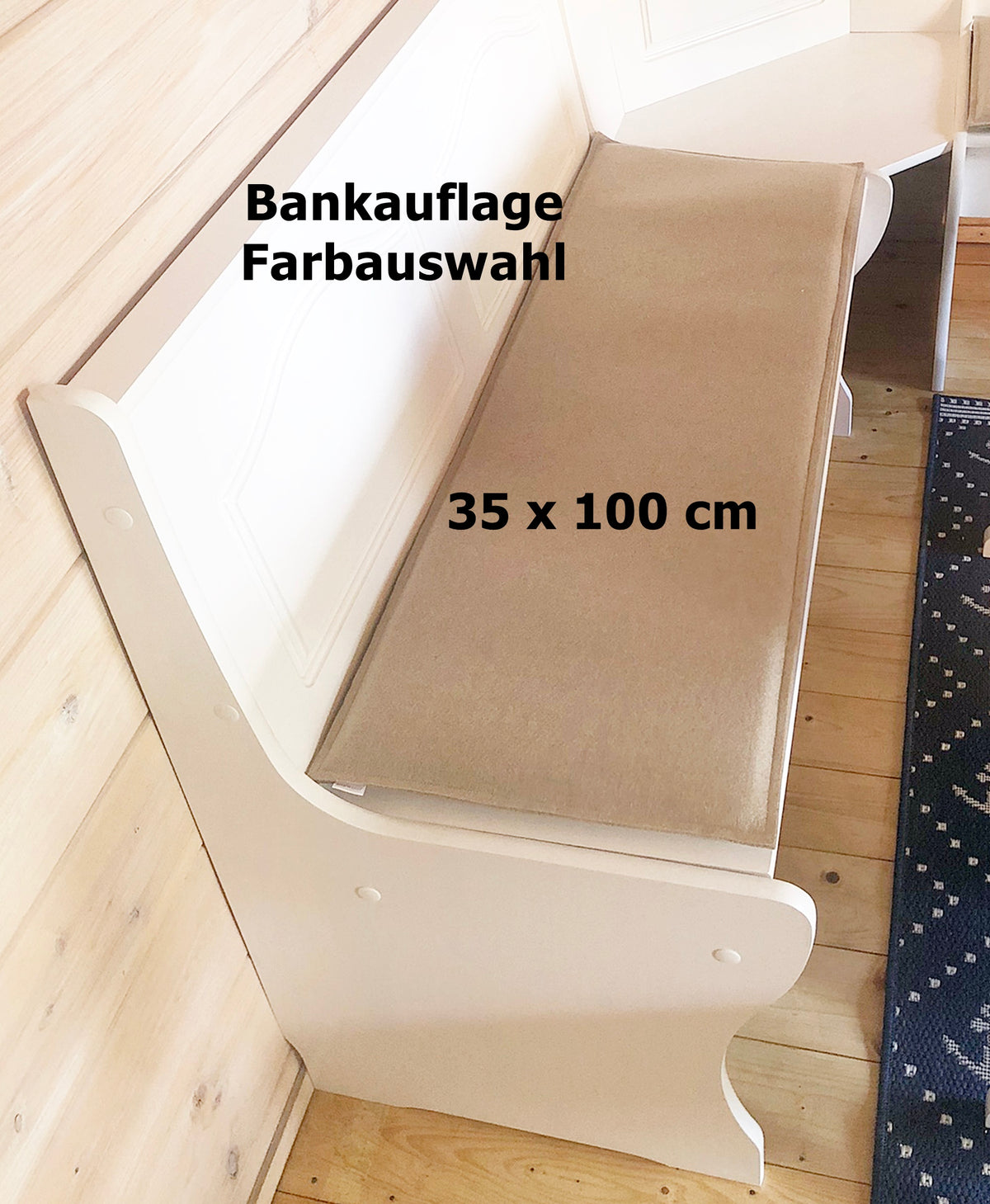 Gepolsterte Bankauflage aus VIOLAN Filz in 100 x 35 cm mit wählbarer Schaumstoffstärke und individueller Farbauswahl